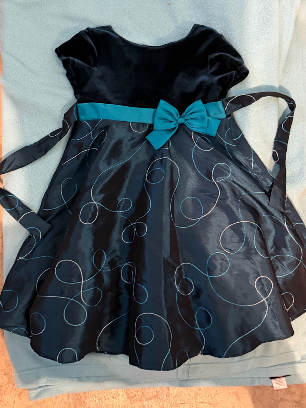 Good Lad Black Party Dress with Teal Accents and Bow